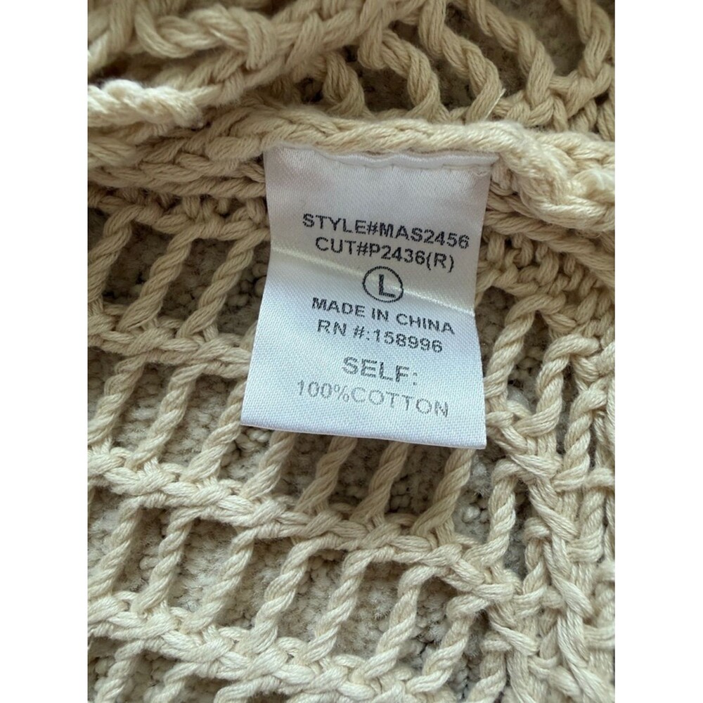 Urban Daizy Large Light Cream Open-Knit Cotton Summer Women's Sweater - Picture 10 of 12